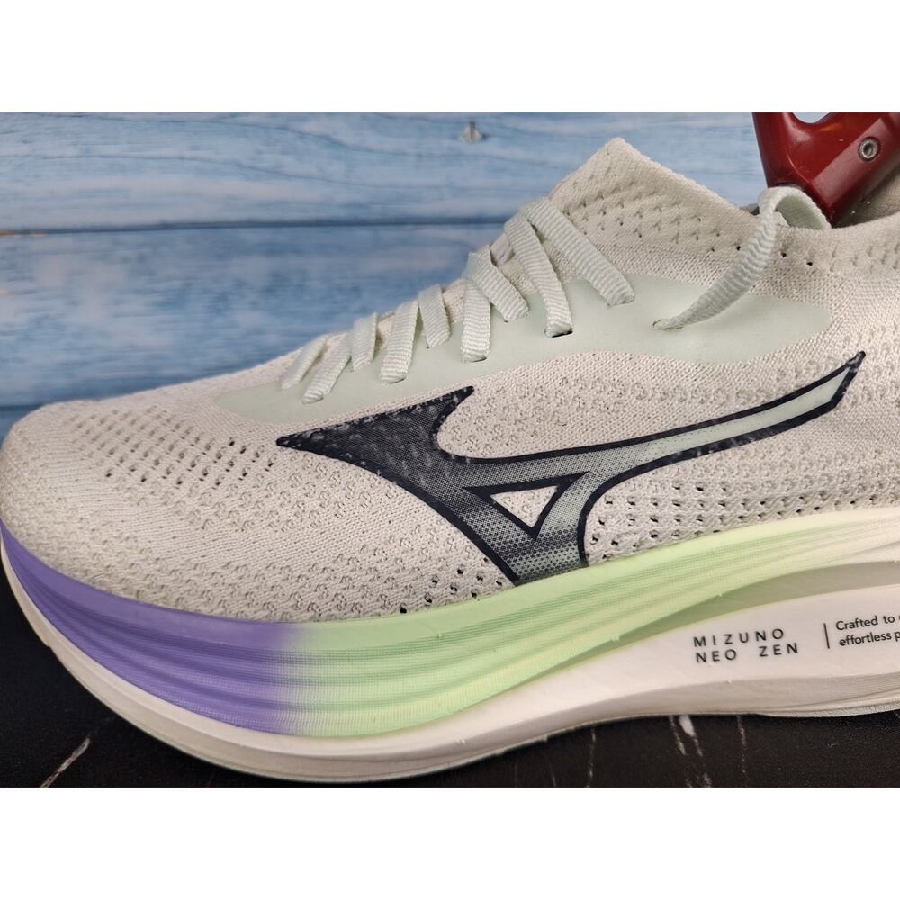 Mizuno Neo Zen Running Shoes White Soft Purple Green Cushioned Trainer Size 9 - Picture 3 of 15